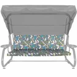 Poduszka na huśtawkę ogrodową, rozmiar 180 cm. Wzór kwiatowy na szarym tle, zestaw bez jaśków i daszka.