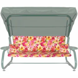 Poduszka na huśtawkę ogrodową 180cm, z jaśkami, kwiatowy wzór. Idealna na taras lub do ogrodu.