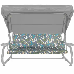 Poduszka ogrodowa 180cm na huśtawkę z daszkiem, wzór kwiatowy na szarym tle. Komplet z jaśkami.