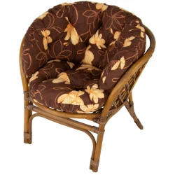 Poduszka na fotel rattanowy o brązowym kolorze z motywem kwiatowym. Idealna do wnętrz oraz na taras.