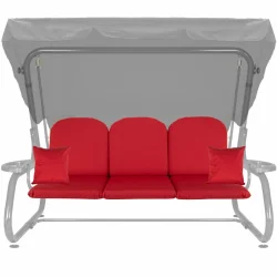 Poduszki ogrodowe na huśtawkę, rozmiar 180cm. Zestaw w czerwonym kolorze z jaśkami.