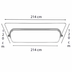 Stelaż daszka do huśtawki ogrodowej, wykonany z metalowych rurek. Wymiary: szerokość 214 cm, wysokość 120 cm.
