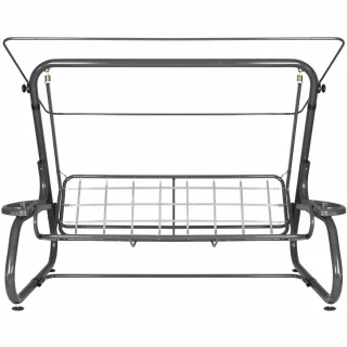 Metalowy stelaż huśtawki ogrodowej, grafitowy kolor, do ogrodu lub na taras. Kompletny zestaw z miejscem na siedzisko.