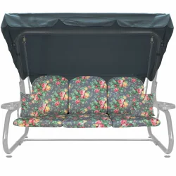 Poduszki ogrodowe 180cm na huśtawkę, komplet z jaśkami i daszkiem, wzór kwiatowy.