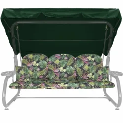 Poduszki ogrodowe 180cm na huśtawkę z jaśkami i daszkiem, motyw liści.