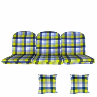 Poduszki ogrodowe 180cm na huśtawkę, komplet z jaśkami, kolorowe kratki.