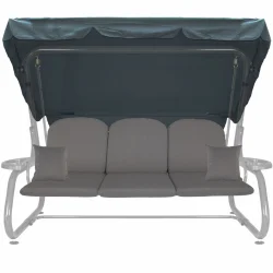 Poduszka ogrodowa na huśtawkę 180cm, szara, z daszkiem i jaśkami. Idealna do ogrodu.