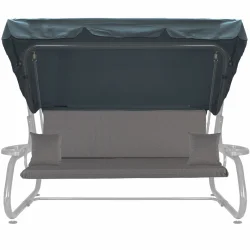 Poduszka na huśtawkę ogrodową 180cm w kolorze szarym, z daszkiem i dwoma jaśkami. Idealna do ogrodu lub na taras.