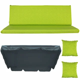 Poduszki ogrodowe 180cm na ławkę z daszkiem, w zestawie z dwoma jaśkami. Kolor limonkowy.