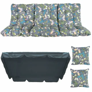 Poduszka ogrodowa 150cm z jaśkami i daszkiem, kolorowe kwiatowe wzory, idealna na huśtawkę na taras.