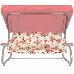 Poduszki ogrodowe na huśtawkę, rozmiar 180 cm, z jaśkami. Wzór kwiatowy w czerwonych odcieniach.