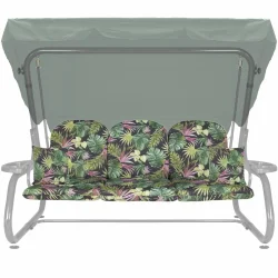 Poduszki na huśtawkę ogrodową z jaśkami, rozmiar 180cm, wzór tropikalny. Idealne do ogrodu lub na taras.