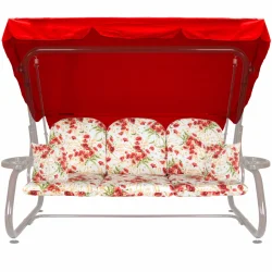 Poduszki ogrodowe 180cm na huśtawkę, w komplecie z jaśkami i daszkiem, wzór kwiatowy.
