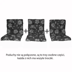 Poduszki ogrodowe 150cm z kwiatowym wzorem. Komplet trzech osobnych poduch na ławkę.