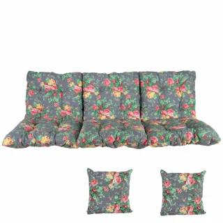 Poduszki ogrodowe na ławkę 150cm, z jaśkami, wzór kwiatowy. Idealne do ogrodu lub na działkę.