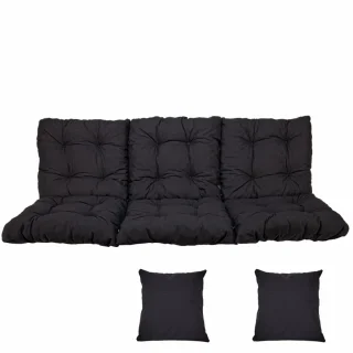 Antracytowe poduszka ogrodowa 180cm na huśtawkę z dwoma jaśkami. Idealna do ogrodu lub na taras.