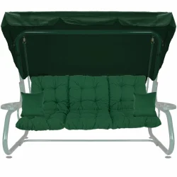 Poduszka ogrodowa 180cm z jaśkami i daszkiem, zielona. Idealna na huśtawkę do ogrodu.