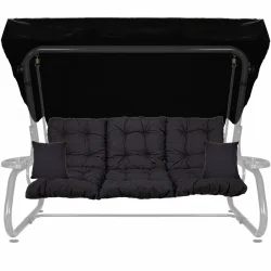 Poduszki ogrodowe 180cm na huśtawkę z jaśkami i daszkiem, antracyt.