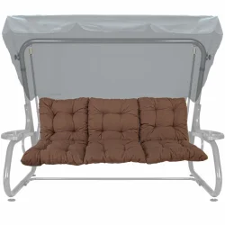Poduszki 180cm na huśtawkę ogrodową. Brązowe, pikowane, tworzące trzy sekcje siedziska.