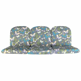 Poduszki ogrodowe 150cm na huśtawkę, motyw z motylami, komplet trzech.