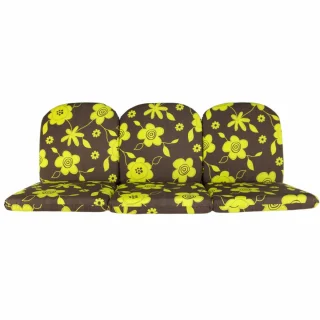 Poduchy ogrodowe 180cm na ławkę, wzór kwiatowy, brązowo-żółty. Komplet z trzema siedziskami.