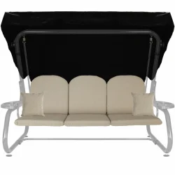 Poduszka 180cm na huśtawkę ogrodową, beżowa z jaśkami. Idealna na taras lub do ogrodu.