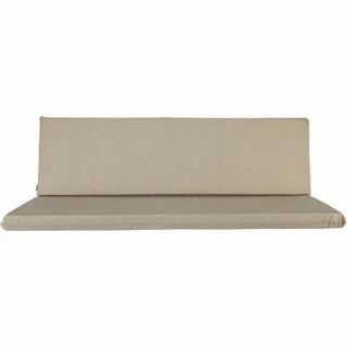 Poduszka na ławkę ogrodową 180 cm. Beżowa, prostokątna z oparciem.