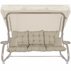 Poduszka na huśtawkę ogrodową z jaśkami, beżowa. Idealna do ogrodu lub na taras.