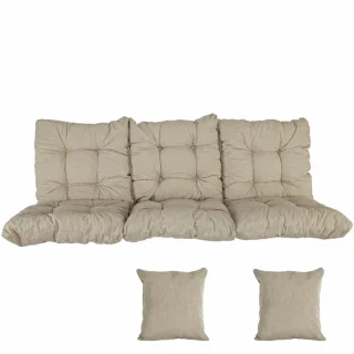 Poduchy ogrodowe 180cm na ławkę, beżowe z jaśkami. Idealne na taras lub do ogrodu.