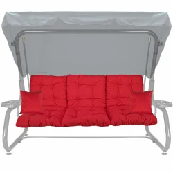Poduszki ogrodowe 180cm na huśtawkę w kolorze czerwonym z jaśkami.