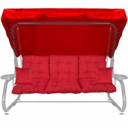 Poduszka ogrodowa 180cm na huśtawkę z daszkiem, w czerwonym kolorze, komplet z trzema poduszkami.