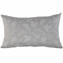 Jasiek dekoracyjny na kanapę, pojedynczy, szary z białym wzorem świątecznych gałązek.