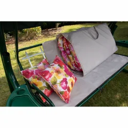 Pokrowiec na poduszki ogrodowe, na cały zestaw. Szary, z kwiecistym wzorem na poduszkach.