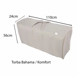 Torba na poduszki ogrodowe w kształcie prostokąta, w kolorze jasnym. Odpowiednia na cały zestaw poduszek ogrodowych.