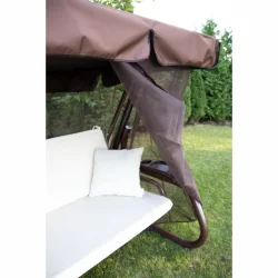 Moskitiera na huśtawkę ogrodową, kompletna, brązowego koloru. Idealna na całą huśtawkę.