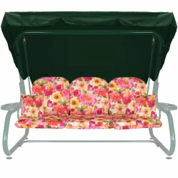 Poduszki ogrodowe 180cm na huśtawkę, kwiatowy wzór. Poduszka z jaśkami i daszkiem w zestawie.