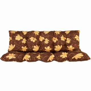 Poduszka ogrodowa 150cm, na ławkę, brązowa z żółtymi kwiatami.