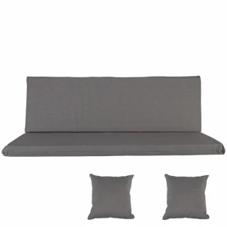 Poduszka na ławkę ogrodową 150cm z jasnymi, szarymi akcentami i dwoma dodatkowymi jaśkami. Idealna na taras i do ogrodu.