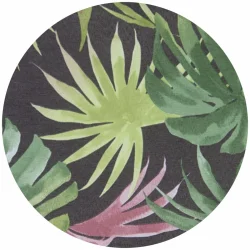 Poduszka na leżak ogrodowy, pojedyncza sztuka, w tropikalne wzory z zielonymi i różowymi liśćmi.