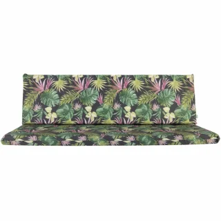 Poduszki ogrodowe 150cm na huśtawkę, z egzotycznym wzorem liści. Komplet składający się z poduszki siedziska i oparcia.