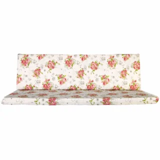 Poduszki ogrodowe 150cm, na ławkę do ogrodu, ozdobione motywem w różowe kwiaty.