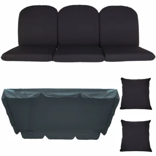 Poduszki na huśtawkę 150cm z daszkiem i dwoma jaśkami, kolor antracyt. Idealne do ogrodu.