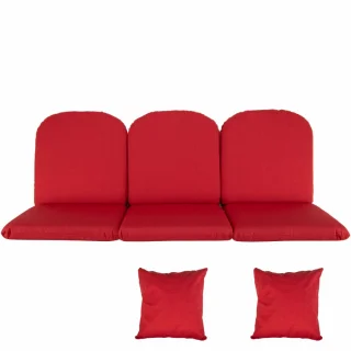 Poduszka ogrodowa 150cm na ławkę z jaśkami, czerwona. Idealna do ogrodu lub na taras.