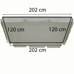 Daszek na huśtawkę ogrodową w kolorze szarym. Wymiary 202 cm na 120 cm.