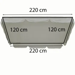 Daszek na huśtawkę ogrodową, prostokątny, w kolorze szarym z falbaną. Wymiary: 220 cm x 120 cm.