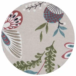 Poszewka dekoracyjna do domu, pojedyncza. Beżowa z kolorowym wzorem roślinnym.