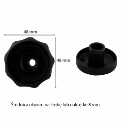 Pokrętło do daszku huśtawki ogrodowej, pojedyncza sztuka. Czarny kolor, średnica 48 mm.