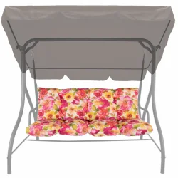 Poduszka na huśtawkę ogrodową 150cm, kwiatowy wzór, w kolorowe kwiaty.