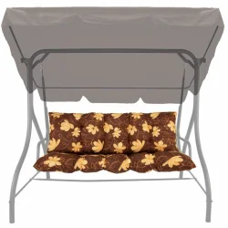 Poduszka ogrodowa 150cm na huśtawkę, motyw kwiatowy w brązowo-beżowych kolorach.