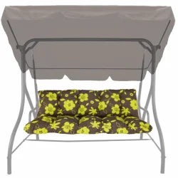 Poduszka na huśtawkę ogrodową 150cm, wzór w żółte kwiaty na brązowym tle. Pojedyncza poduszka.